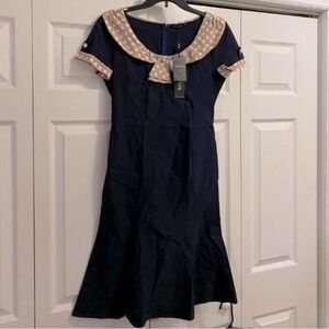 New With Tags Adorable Navy Colored Stretchy Dress Looks Like Denim